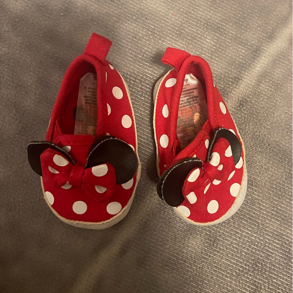 for new born shoes, soft material and very cute . good condition .